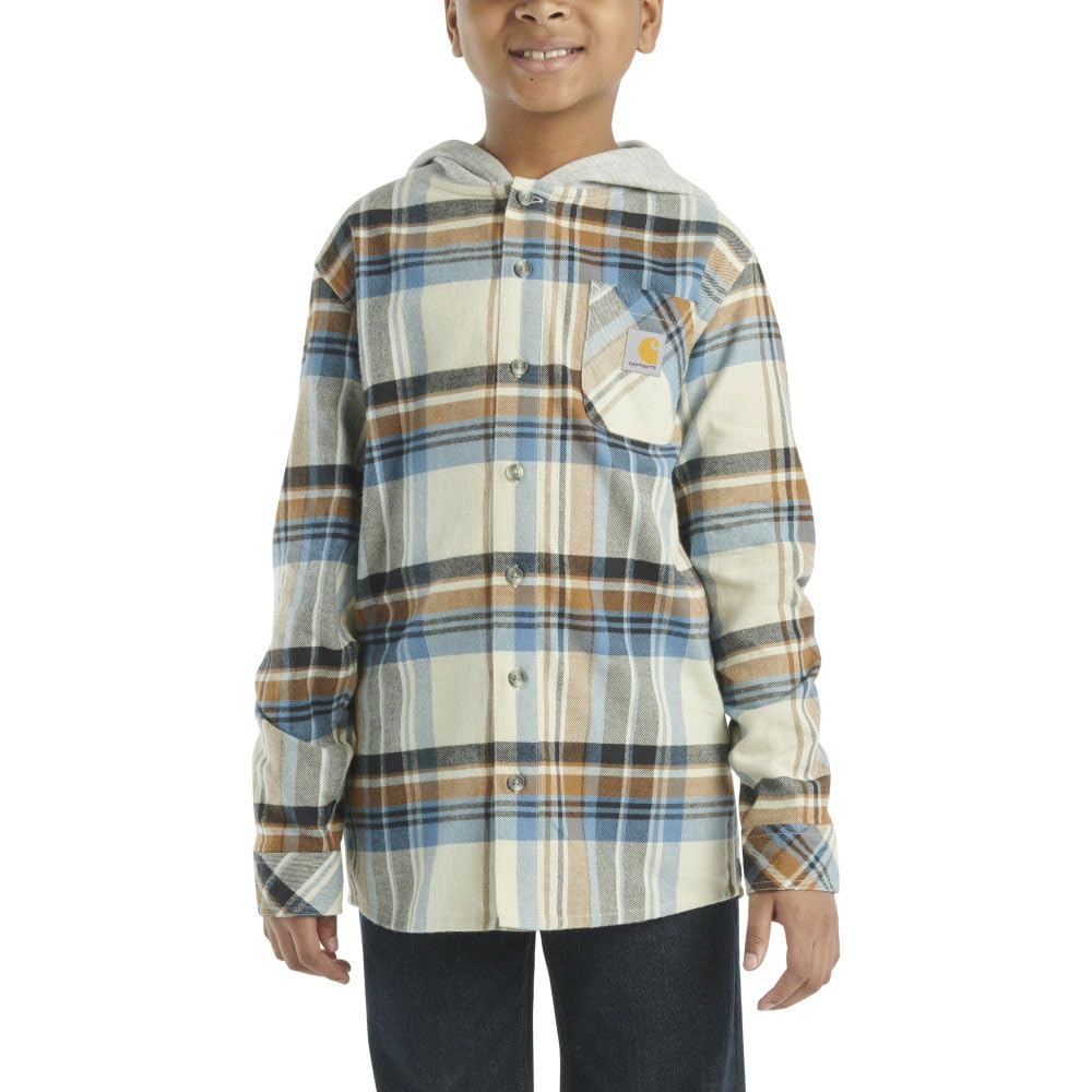 Carhartt Boys' Long-Sleeve ButtonFront Hooded Flannel Shirt